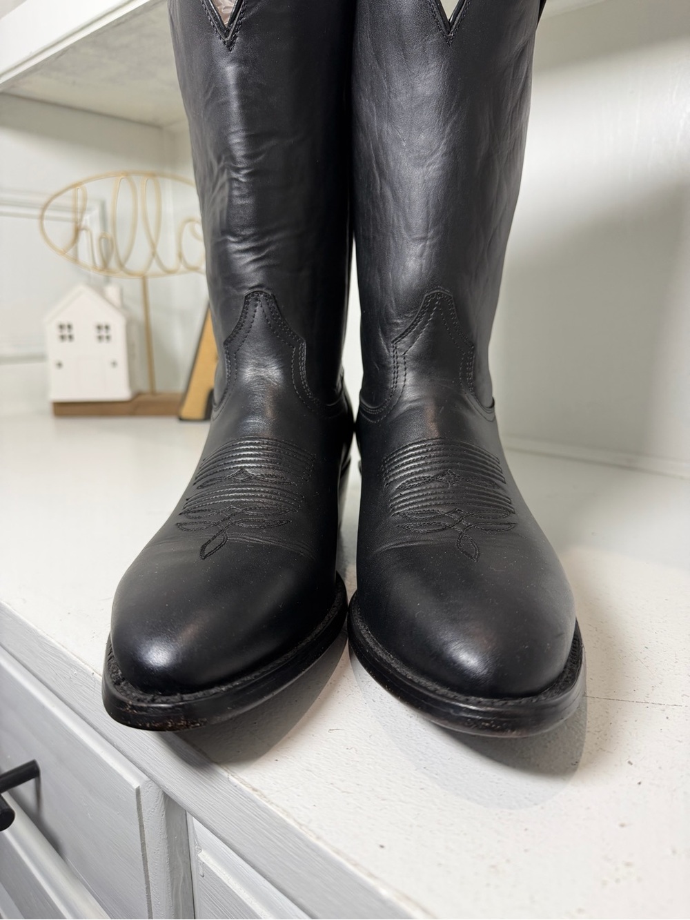Sedona West Women’s 9.5B Black Leather Cowboy Boots Classic Western Vintage - Picture 4 of 10